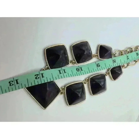 Chicos Purple Goldtone Geometric Shapes Acrylic Necklace - Picture 4 of 4